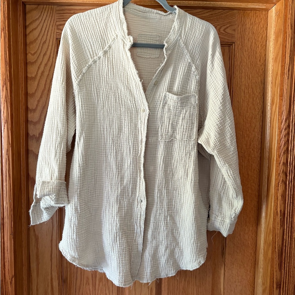 Aerie Cream Gauze button down